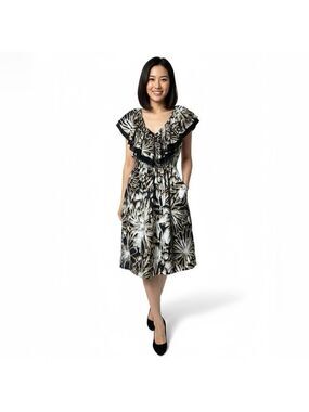 NU x Mark Anthony 100% Silk Dress Elasticized Waist Side Pockets Lined Sz M